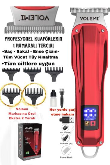 V-0087A Profesyonel Şarj Göstergeli Saç Sakal Lazer Öncesi Tüm Vücut Tıraş Makinesi