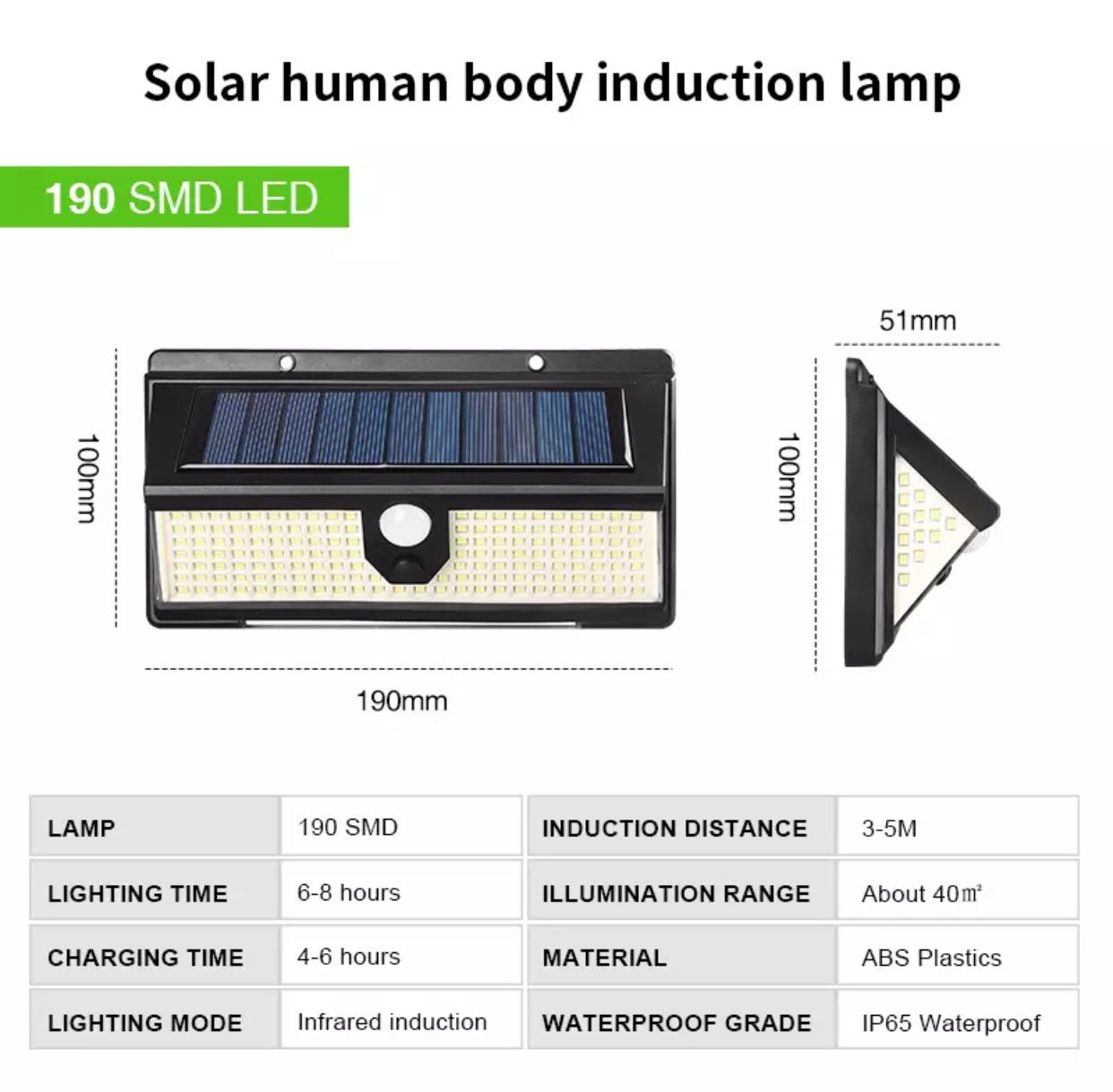 Solar Dış Mekan Bahçe Lambası 190 Ledli Çakarlı