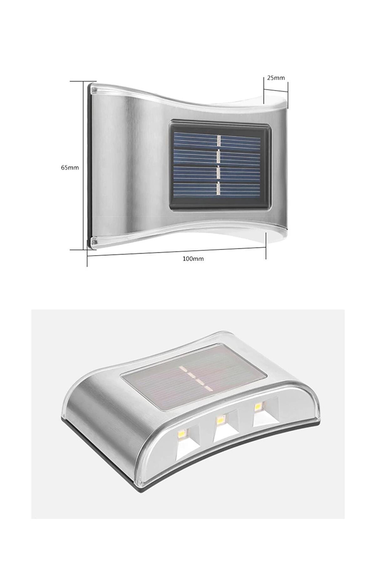 4 Lü Metal Modern Solar Duvar Lamba Dekorasyon Aydınlatma Aplik 6 ledli Güneş Enerji Işığı