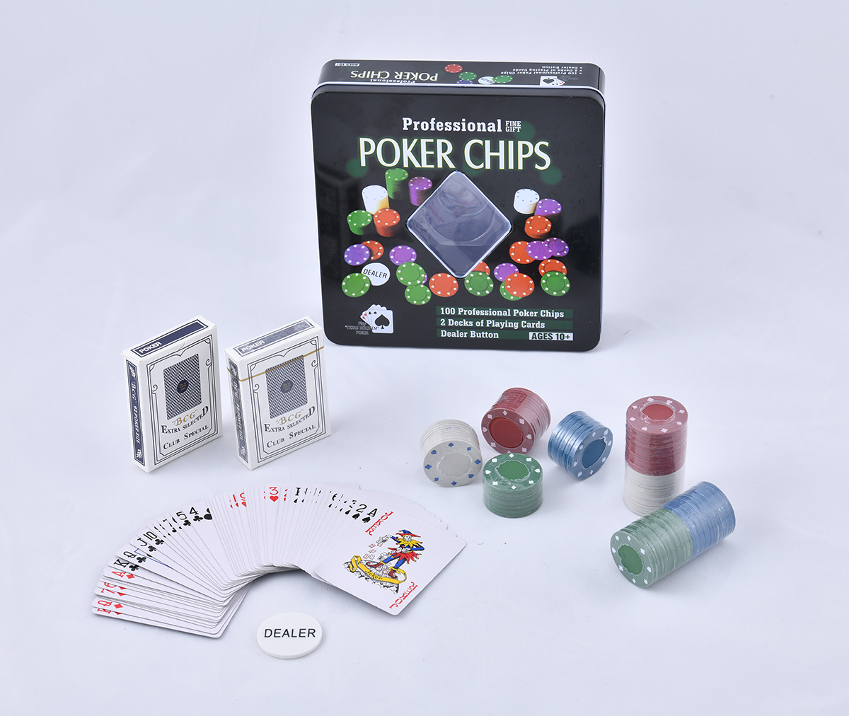 Poker Oyunu 100 Chip Ve 2 Adet İskambil Oyun Setine Sahip Poker Oyunu Alk2543