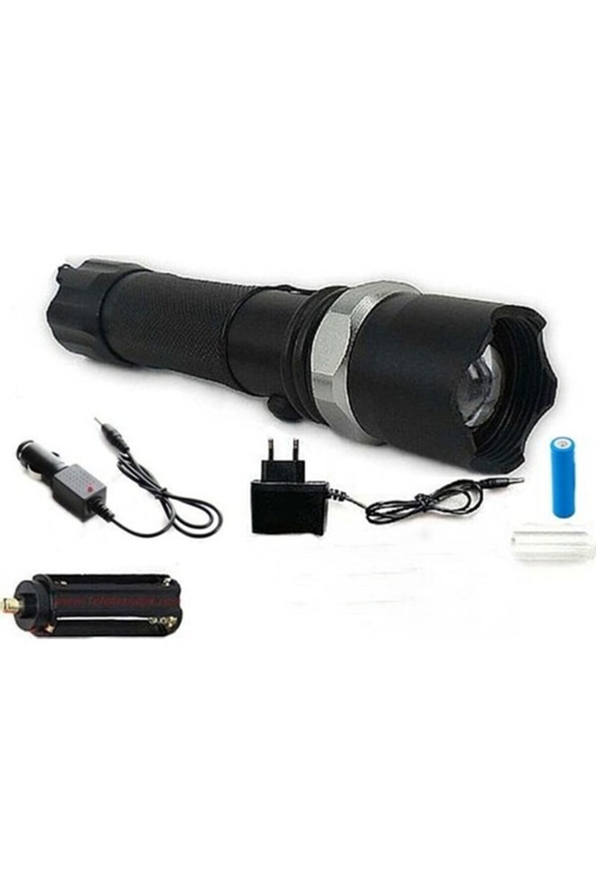 Km-110 Profesyonel Şarjlı El Feneri Ledli+flashlight+zoom Özellikli 6 Parça Full Set