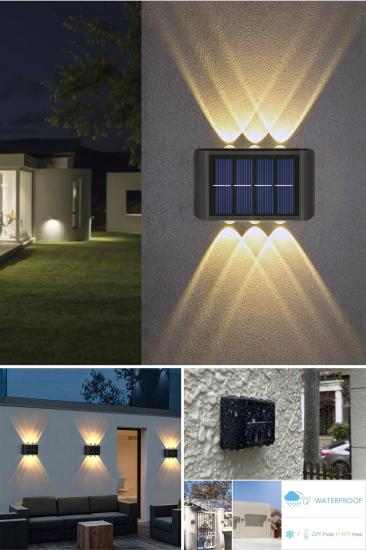 Modern 6ledli  Solar Duvar Lamba Dekorasyon Aydınlatma Aplik Güneş Enerji Gün Işığı 2 Li Set